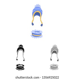 Isolated object of hat and flaps  icon. Collection of hat and kids stock vector illustration.