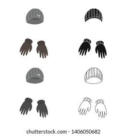 Isolated object of hat  and gloves logo. Set of hat  and hand vector icon for stock.