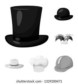 Isolated object of hat and helmet icon. Set of hat and profession vector icon for stock.