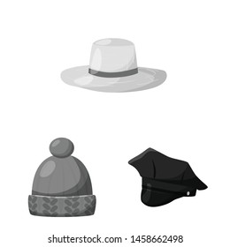 Isolated object of hat and helmet sign. Collection of hat and profession stock symbol for web.