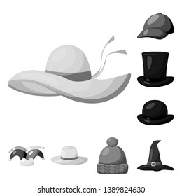 Isolated object of hat and helmet symbol. Collection of hat and profession stock symbol for web.