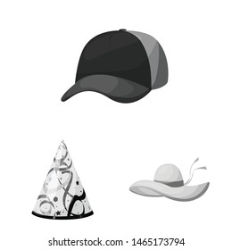 Isolated object of hat and helmet symbol. Collection of hat and profession stock vector illustration.