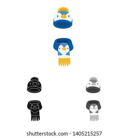 Isolated object of hat and scarf logo. Collection of hat and kids stock vector illustration.