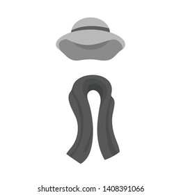 Isolated object of hat and scarf symbol. Collection of hat and stylish stock symbol for web.