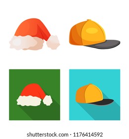 Isolated object of headgear and cap icon. Collection of headgear and accessory vector icon for stock.