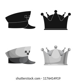 Isolated object of headgear and cap icon. Set of headgear and accessory stock vector illustration.