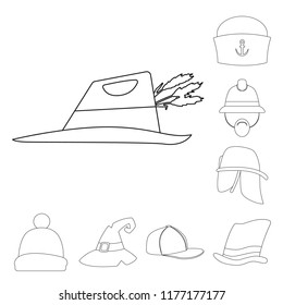 Isolated object of headgear and cap icon. Set of headgear and accessory stock symbol for web.