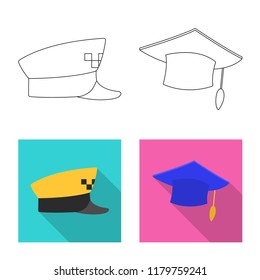 Isolated object of headgear and cap icon. Set of headgear and accessory stock symbol for web.