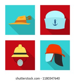 Isolated object of headgear and cap icon. Collection of headgear and accessory vector icon for stock.