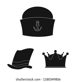 Isolated object of headgear and cap icon. Collection of headgear and accessory stock symbol for web.