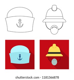 Isolated object of headgear and cap icon. Set of headgear and accessory stock vector illustration.