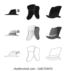 Isolated object of headgear and cap icon. Collection of headgear and accessory vector icon for stock.