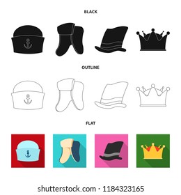 Isolated object of headgear and cap icon. Collection of headgear and accessory vector icon for stock.