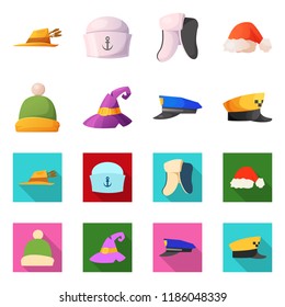 Isolated object of headgear and cap icon. Collection of headgear and accessory stock symbol for web.