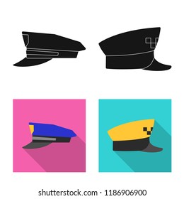 Isolated object of headgear and cap icon. Collection of headgear and accessory stock vector illustration.