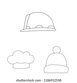 Isolated object of headgear and cap icon. Set of headgear and accessory stock vector illustration.