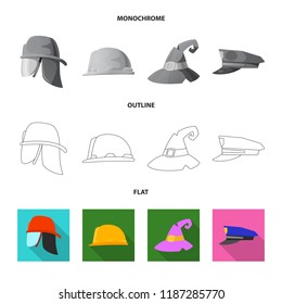 Isolated object of headgear and cap icon. Set of headgear and accessory stock vector illustration.