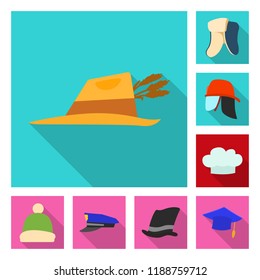 Isolated object of headgear and cap icon. Set of headgear and accessory stock symbol for web.