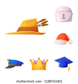 Isolated object of headgear and cap icon. Set of headgear and accessory vector icon for stock.