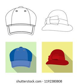 Isolated object of headgear and cap icon. Set of headgear and accessory stock symbol for web.