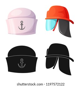 Isolated object of headgear and cap icon. Set of headgear and accessory vector icon for stock.