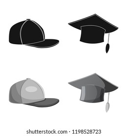 Isolated object of headgear and cap icon. Set of headgear and accessory vector icon for stock.