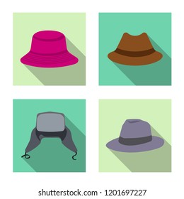 Isolated object of headgear and cap icon. Set of headgear and accessory vector icon for stock.