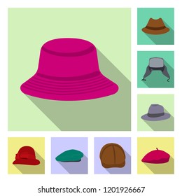 Isolated object of headgear and cap icon. Set of headgear and accessory stock symbol for web.