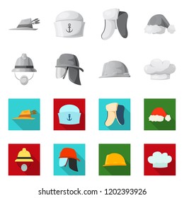 Isolated object of headgear and cap icon. Set of headgear and accessory stock vector illustration.