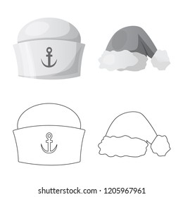 Isolated object of headgear and cap icon. Set of headgear and accessory vector icon for stock.