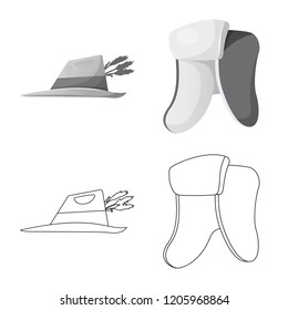 Isolated object of headgear and cap icon. Collection of headgear and accessory stock symbol for web.