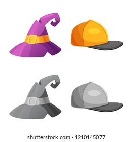 Isolated object of headgear and cap icon. Set of headgear and headwear stock symbol for web.