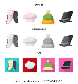 Isolated object of headgear and cap icon. Collection of headgear and accessory stock symbol for web.