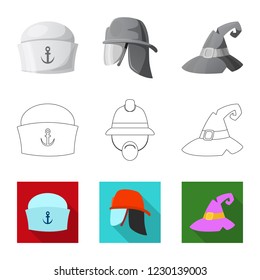 Isolated object of headgear and cap icon. Set of headgear and accessory vector icon for stock.
