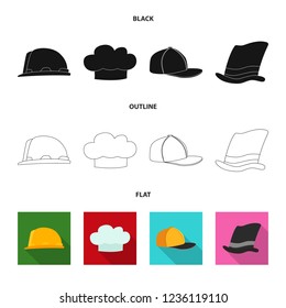 Isolated object of headgear and cap icon. Collection of headgear and headwear vector icon for stock.