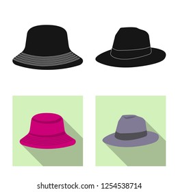 Isolated object of headgear and cap icon. Set of headgear and accessory stock vector illustration.