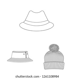 Isolated object of headgear and cap icon. Collection of headgear and accessory stock symbol for web.