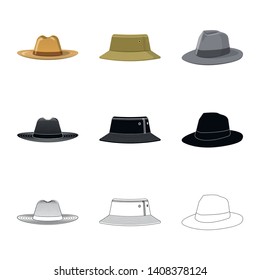 Isolated object of headgear and cap icon. Set of headgear and accessory vector icon for stock.