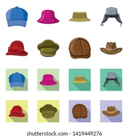 Isolated object of headgear and cap icon. Collection of headgear and accessory stock symbol for web.