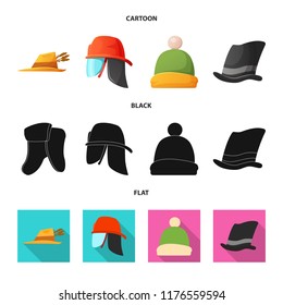 Isolated object of headgear and cap logo. Collection of headgear and accessory stock vector illustration.