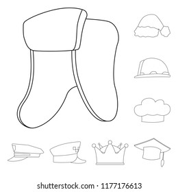 Isolated object of headgear and cap logo. Collection of headgear and accessory stock symbol for web.
