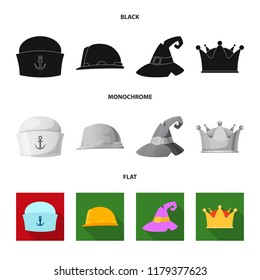 Isolated object of headgear and cap logo. Set of headgear and accessory stock vector illustration.