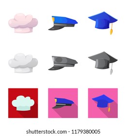 Isolated object of headgear and cap logo. Collection of headgear and accessory stock symbol for web.