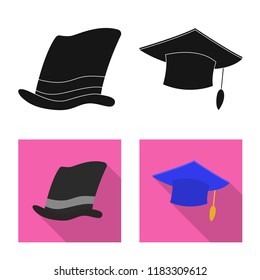 Isolated object of headgear and cap logo. Set of headgear and accessory vector icon for stock.