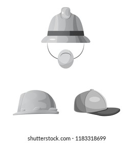 Isolated object of headgear and cap logo. Collection of headgear and accessory stock symbol for web.