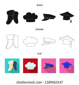Isolated object of headgear and cap logo. Set of headgear and accessory stock symbol for web.