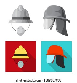 Isolated object of headgear and cap logo. Collection of headgear and accessory vector icon for stock.
