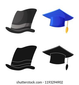 Isolated object of headgear and cap logo. Collection of headgear and accessory stock symbol for web.