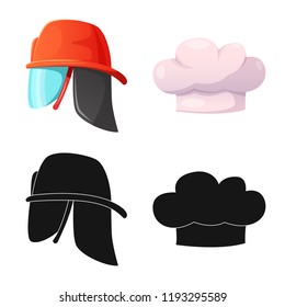 Isolated object of headgear and cap logo. Collection of headgear and accessory vector icon for stock.