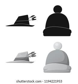Isolated object of headgear and cap logo. Set of headgear and accessory stock symbol for web.